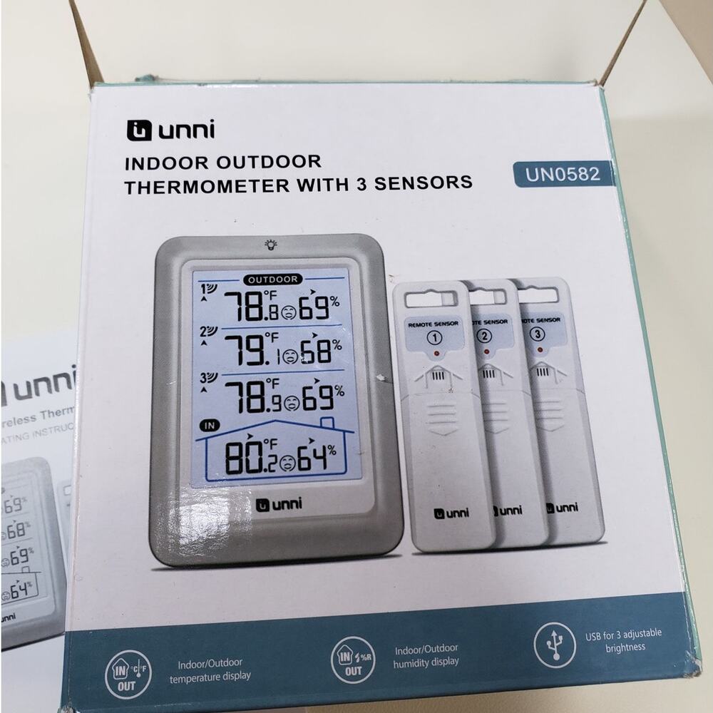 Unni weather station. Indoor Outdoor Thermometer Hygrometer. Wireless.